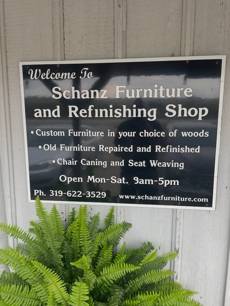 Exterior Sign Welcome to Schanz Furniture and Refinishing